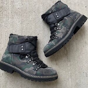 EARTH Kodiac Glacier Camo Suede Shearling Lace Up Combat Winter Boots Size 8